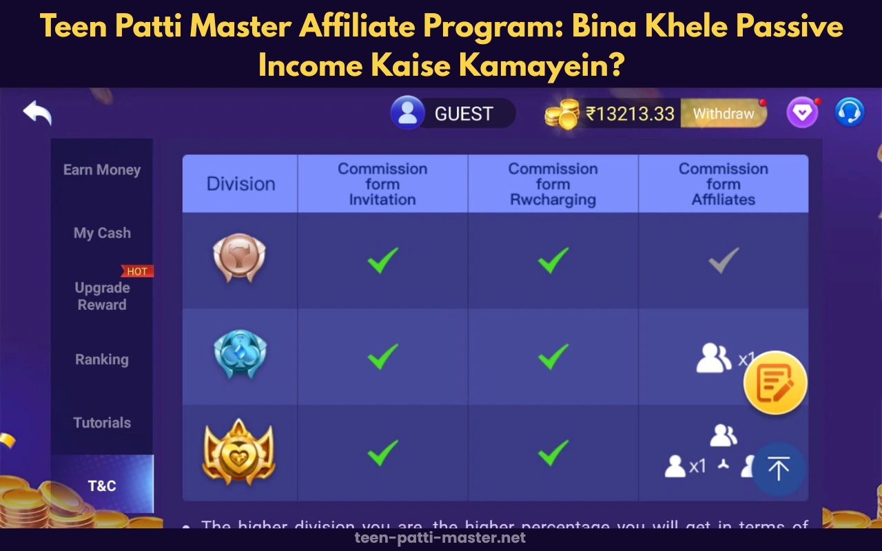 Teen Patti Master Affiliate Program Passive Income Strategy